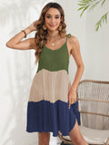 Color Block Spaghetti Strap Cover-Up Dress - Hovatok