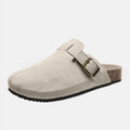 Suede Closed Toe Buckle Slide - Hovatok