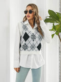 V-Neck Plaid Sweater Vest - Hovatok