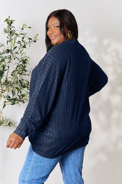 Basic Bae Full Size Ribbed Cocoon Cardigan - Hovatok