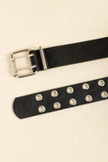 PU Leather Two Row Eyelet Belt - Hovatok