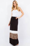 Celeste Full Size Leopard Color Block Tube Maxi Dress Plus Size - Hovatok