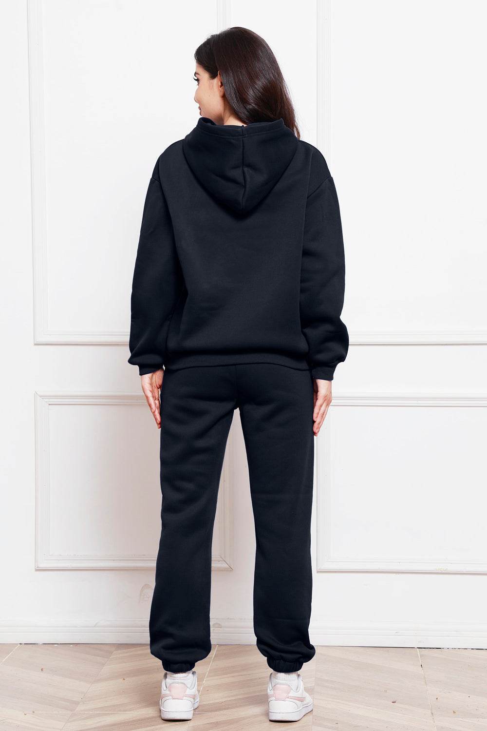 Drop Shoulder Long Sleeve Hoodie and Pants Set - Hovatok