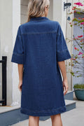 Johnny Collar Half Sleeve Denim Dress - Hovatok