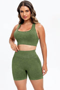 3 Piece Washed Square Neck Wide Strap Active Set - Hovatok