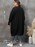 Plus Size Long Sleeve Pocketed Cardigan - Hovatok