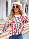 Angel Wings Flower Round Neck Long Sleeve Sweater - Hovatok