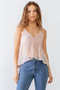Miss Love / Kevin Co. Floral Print V-Neck Criss-Cross Back Flare Cami - Hovatok