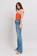 Judy Blue HW Tummy Control Vintage Wash Side Slit Slim Boot Jeans - Hovatok