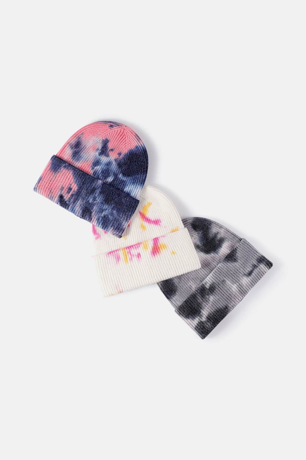 Tie-Dye Cuffed Rib-Knit Beanie Hat - Hovatok