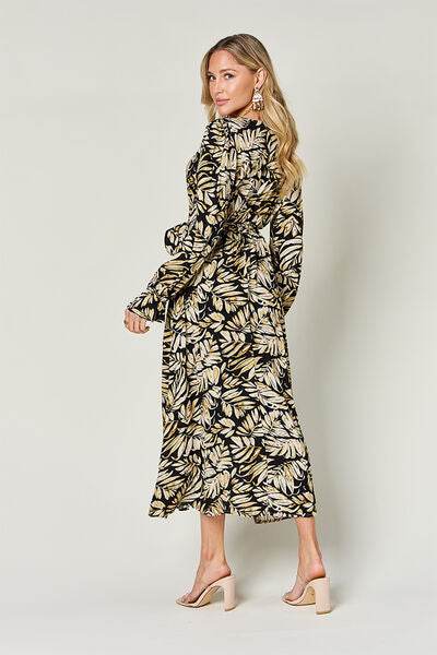 Double Take Full Size Tie Back Flounce Sleeve Dress - Hovatok