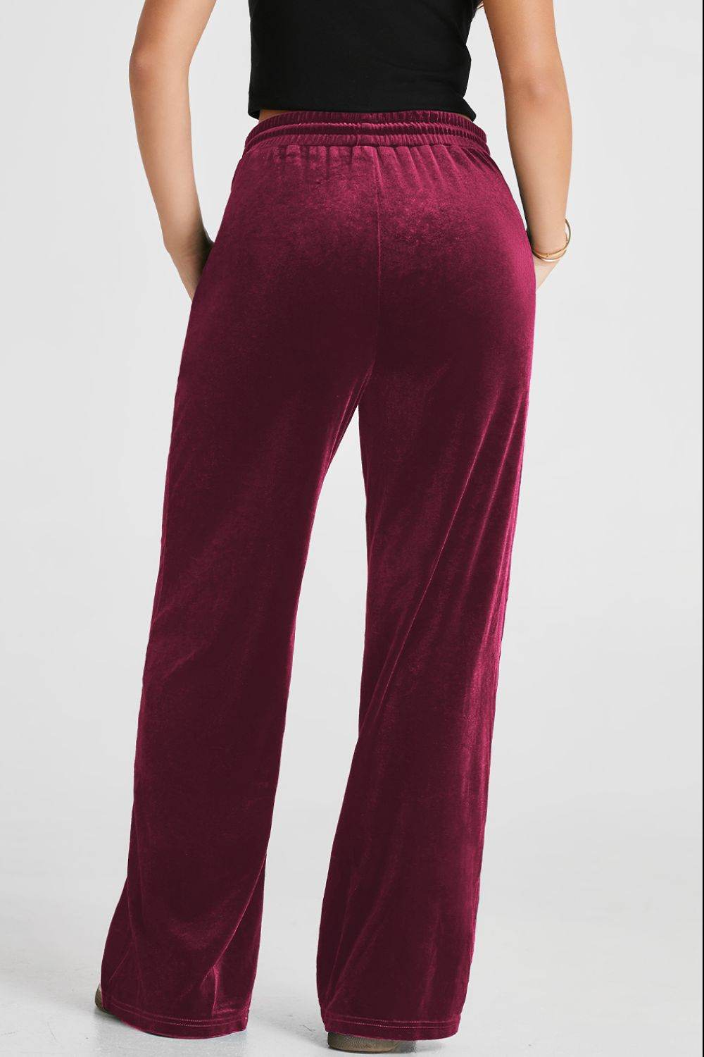 Drawstring Waist Wide Leg Active Pants - Hovatok