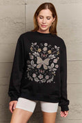 Simply Love Simply Love Full Size Flower and Butterfly Graphic Sweatshirt - Hovatok