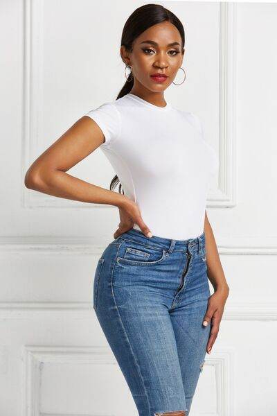 Round Neck Short Sleeve Bodysuit - Hovatok