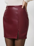 Slit Mini Skirt with Zipper - Hovatok
