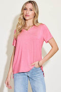 Basic Bae Full Size V-Neck High-Low T-Shirt - Hovatok