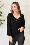 Zenana Buttoned Long Sleeve Blouse - Hovatok