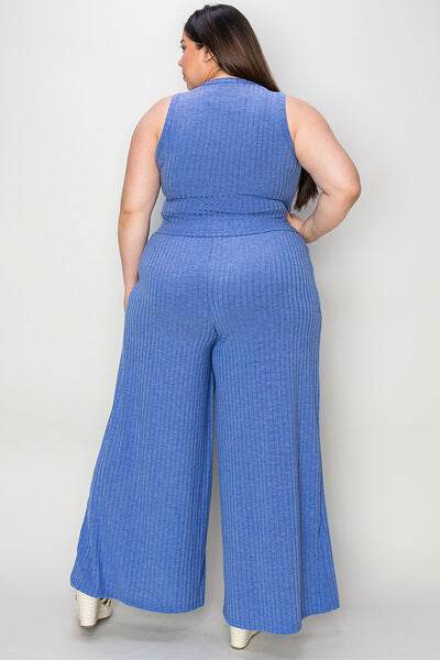 Basic Bae Full Size Ribbed Tank and Wide Leg Pants Set - Hovatok