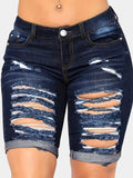 Distressed Denim Shorts with Pockets - Hovatok