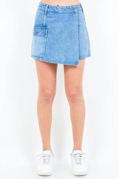 American Bazi Cargo Pocket Denim Skort - Hovatok