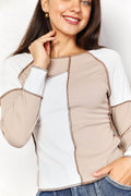 Double Take Color Block Exposed Seam Top - Hovatok