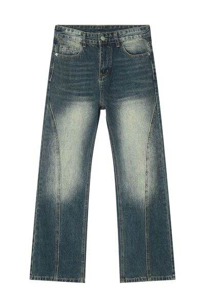 Decorative Seam Jeans with Pockets - Hovatok