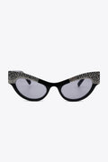 UV400 Rhinestone Trim Cat-Eye Sunglasses - Hovatok