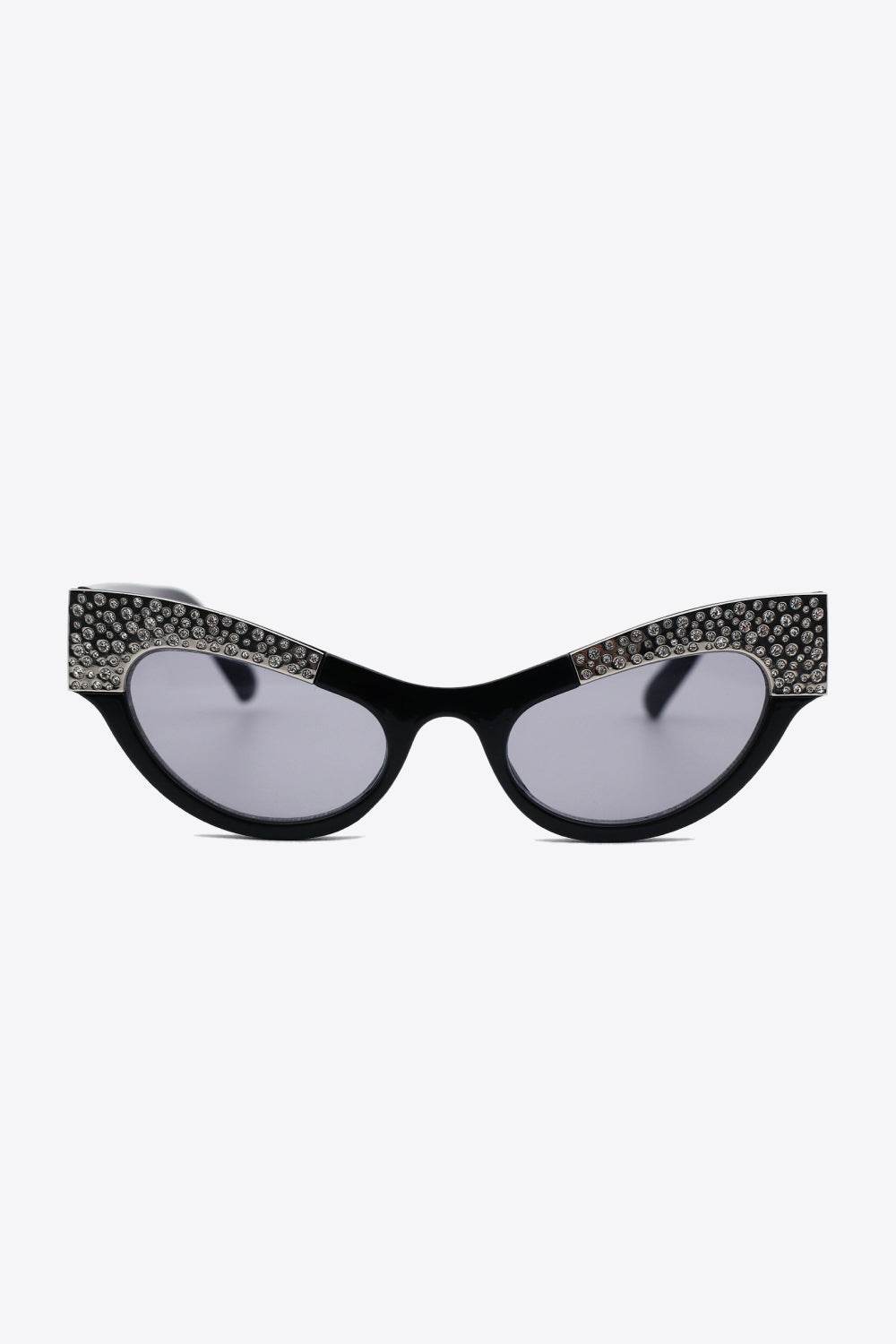 UV400 Rhinestone Trim Cat-Eye Sunglasses - Hovatok