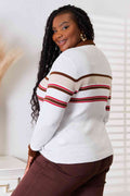 Basic Bae Striped Collared Neck Rib-Knit Top - Hovatok