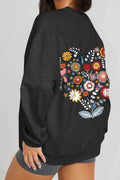 Simply Love Full Size Flower Graphic Sweatshirt - Hovatok