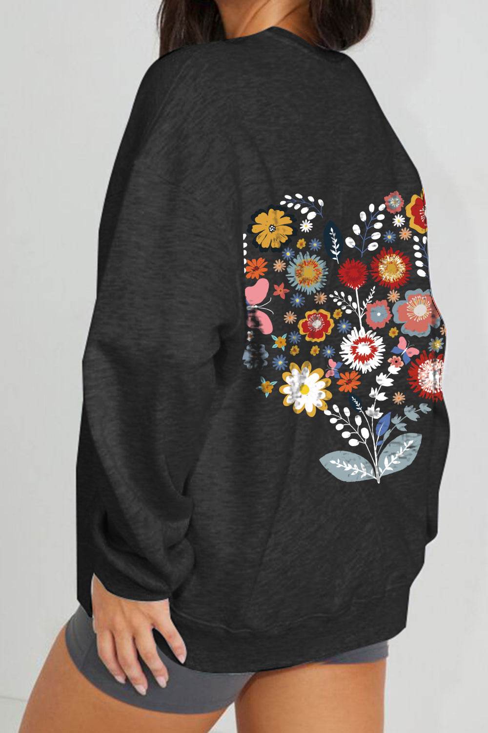 Simply Love Full Size Flower Graphic Sweatshirt - Hovatok