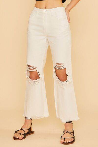 Annie Wear Distressed Raw Hem Jeans - Hovatok