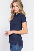 ACTIVE BASIC Full Size Classic Short Sleeve Polo Top - Hovatok