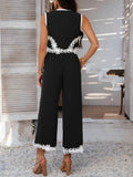 Devine Contrast Cropped Vest and Pants Set - Hovatok