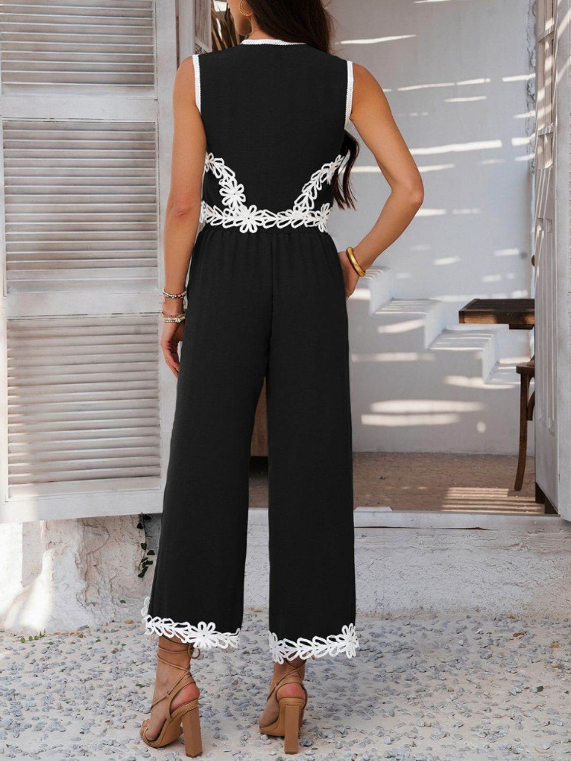 Devine Contrast Cropped Vest and Pants Set - Hovatok