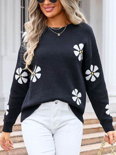 Angel Wings Round Neck Long Sleeve Sweater - Hovatok