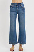 RISEN Full Size High Rise Crop Wide Leg Front Yoke Detail Jeans Plus Size - Hovatok