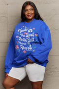 Simply Love Full Size Flower Slogan Graphic Sweatshirt - Hovatok