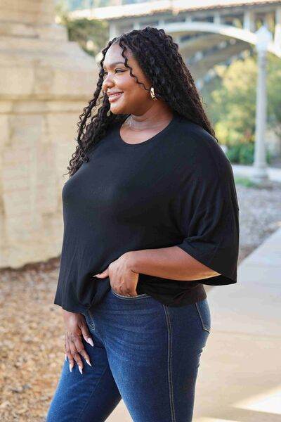 Basic Bae Full Size Round Neck Drop Shoulder T-Shirt - Hovatok