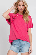 Double Take Full Size Cutout Round Neck Short Sleeve T-Shirt - Hovatok
