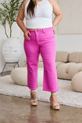 RFM Crop Chloe Full Size Tummy Control High Waist Raw Hem Jeans - Hovatok