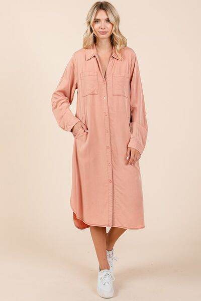 Mittoshop Button Down Long Sleeve Shirt Dress - Hovatok