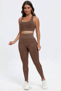 3 Piece Washed Square Neck Wide Strap Active Set - Hovatok