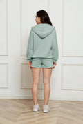 Zip Up Drawstring Hoodie and Shorts Set - Hovatok