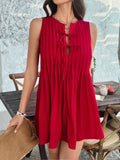 Devine Pleated Sleeveless Mini Dress - Hovatok