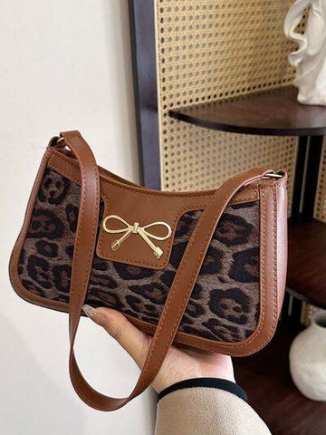 Bow Leopard PU Leather Handbag - Hovatok