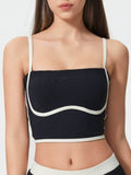 Millennia Contrast Trim Square Neck Active Cami with Detachable Chest Pads - Hovatok