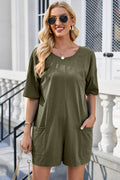 Lovelet Backless Round Neck Half Sleeve Romper - Hovatok