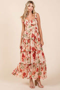 Mittoshop Layered Floral Sweetheart Neck Maxi Dress - Hovatok
