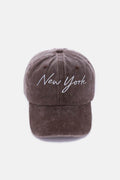 Zenana Washed Embroidered City Baseball Cap - Hovatok